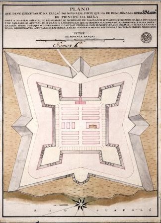 Plano do Forte Príncipe da Beira, Mato Grosso", ca. 1775. Cartografia do Arquivo Histórico Ultramarino, Lisboa