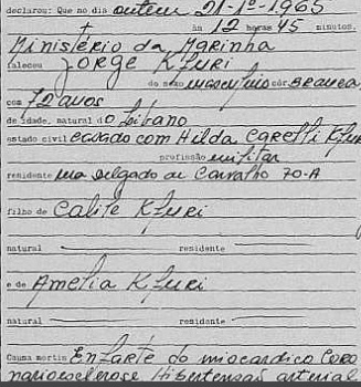 Atestado de óbito de Jorge Kfuri / Site Family Search