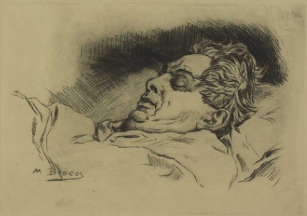 Arthur Azevedo no seu leito de morte, gravura de Modesto Brocos, 1910