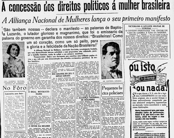 Primeiro manifesto da Aleiança Brasileira de Mulheres / A Batalha, 7 de abril de 1931