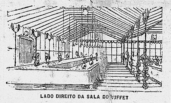 Desenho do lado direito do buffest do Baile da Ilha Fiscal  / Gazeta de Notícias, 9 de novembro de 1889
