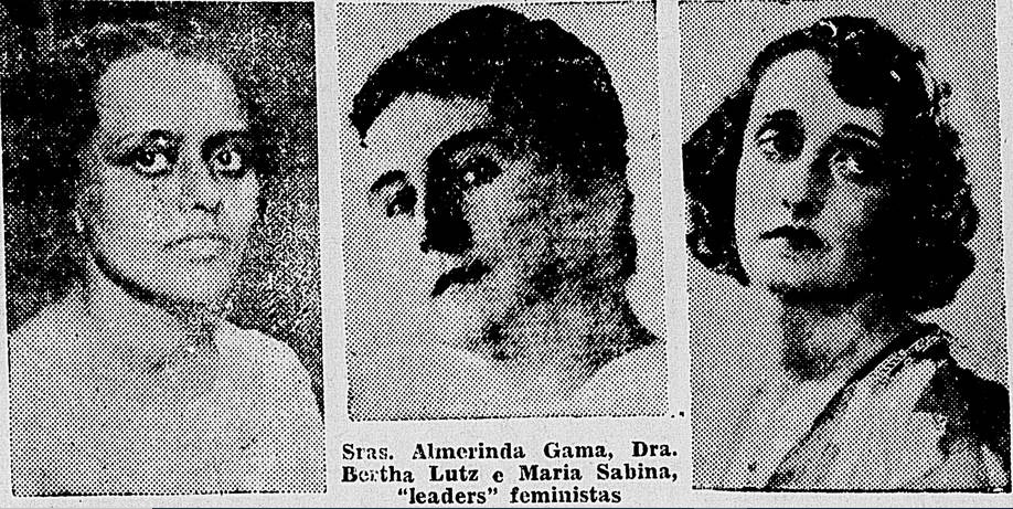 Almerinda Gama, Bertha Lutz e Maria Sabina de Albuquerque / Diário de Notícias, 5 de abril de 1933