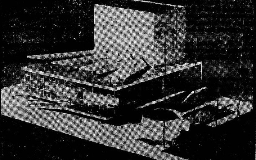 Maquete do edifício do Teatro Rural, projeto de Carmen Portinho e Affonso Eduardo Reidy / Diário Carioca, de 1956