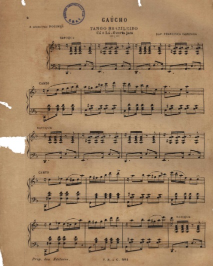 Partitura do tango “Gaúcho”, de Chiquinha Gonzaga, que se tornou popular como “O Corta-jaca” / Acervo IMS