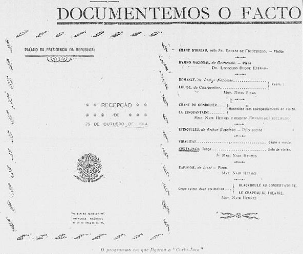 O Corta-jaca na programação da recepção do Palácio do Catete / A Rua, 6 de novembro de 1914