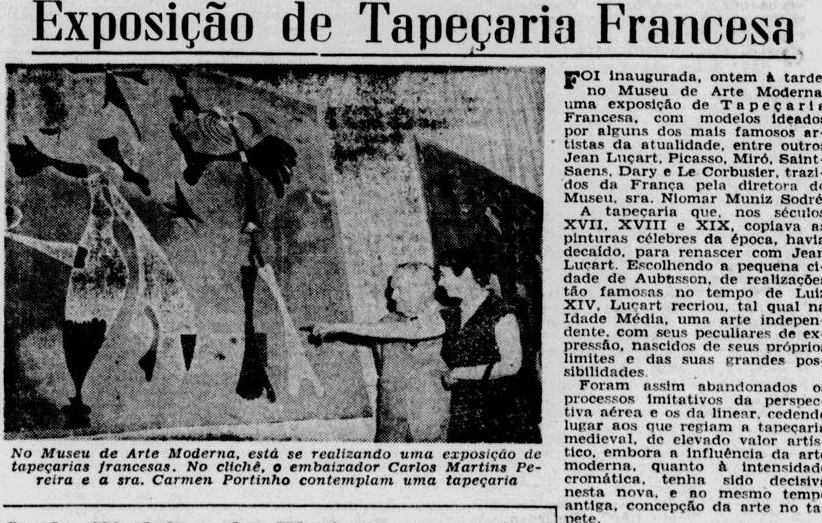 Exposição de tapetes franceses no MAM-RJ / Tribuna da Imprensa, 10 de outubro de 1952