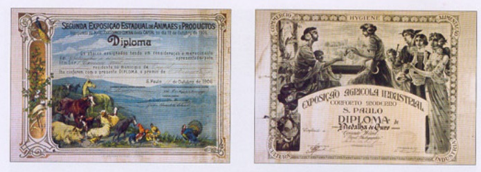Diplomas de prêmios de fotografia conquistados por Conrado Wessel no inpicio do século XX