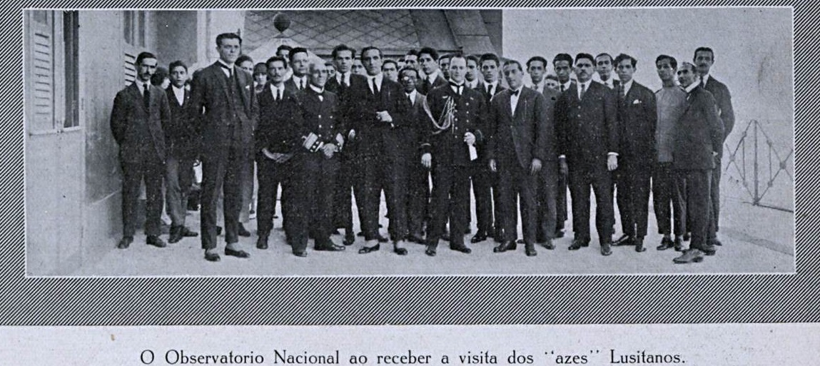 Os aviadores visitando o Observatório Nacional / Careta, 1º de julho de 1922