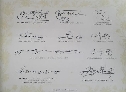 Assinaturas dos membros do 1º Governo de São Paulo, 1555