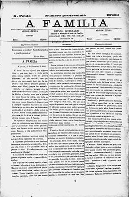 A Família, 18 de novembro de 1888, primeiro número