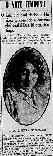 Mietta Santiago / O Paiz, 16 de setembro de 1928