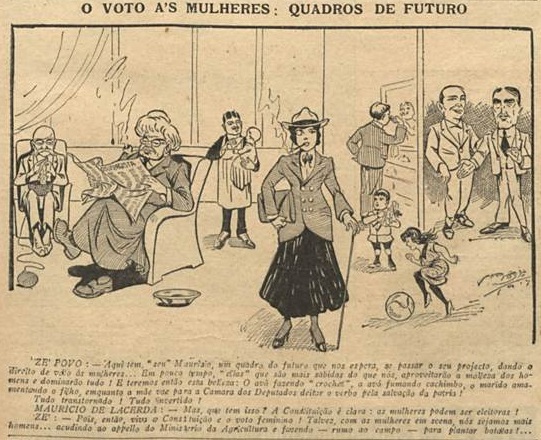 Chage mostra a resistência ao voto feminino / O Malho, 23 de junho de 1917