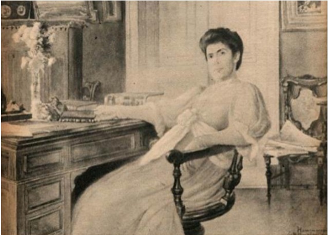Júlia Lopes de Almeida, em aquarela de Rodolfo Amoedo (s.data) | Acervo Claudio Lopes de Almeida 