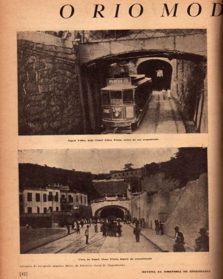 Túnel Velho, atual Túnel Alaor Prata, do arquivo de Augusto Malta (Revista Municipal de Engenharia, março de 1934).
