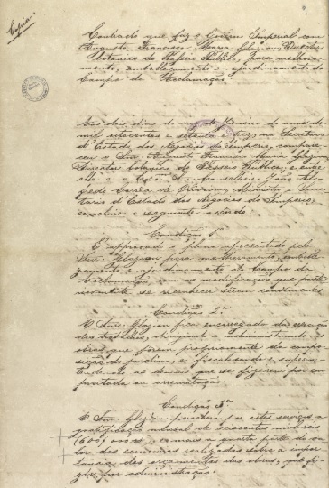 Contrato do governo com Glaziou para o embelezamento do Campo da Aclamação, 2 de janeiro de 1873 / Arquivo Nacional
