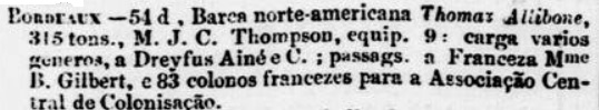 Jornal do Commercio, 5 de novembro de 1858, quarta coluna