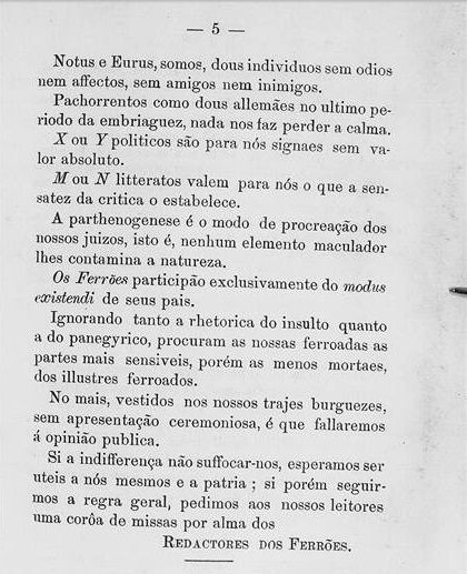 Os Ferrões, 1º de junho de 1875