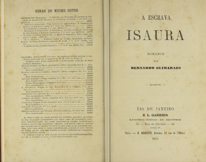 Primeira edição de A Escrava Isaura, 1875 / Biblioteca José e Guita Mindlin