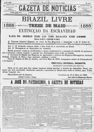 Gazeta de Notícias, 14 de maio de 1888