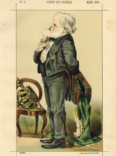 Pedro II por Bordallo Pinheiro / Álbum das Glórias, maio de 1880