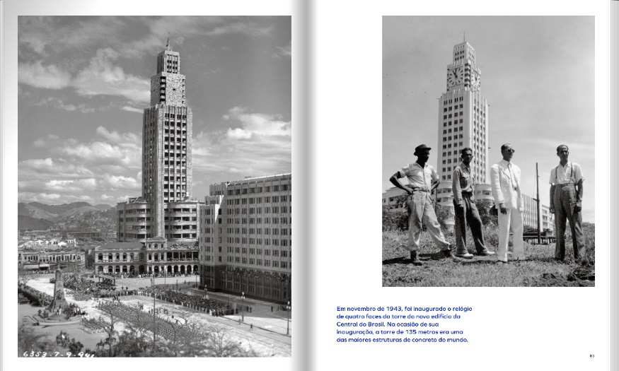Duas fotografias do relógio da Central do Brasil. A primeira de 1941 e a segunda, produzida após a
