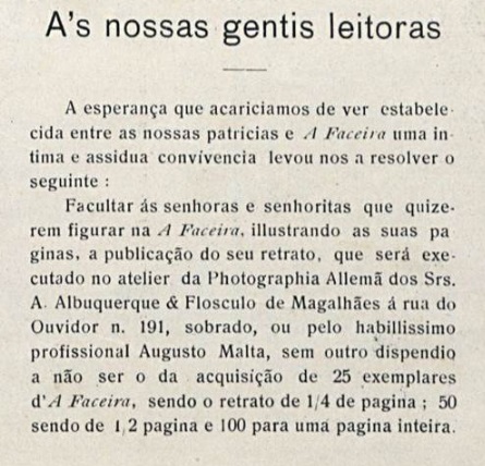 A Faceira, novembro de 1911