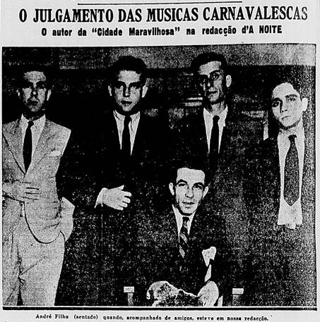 André Filho (sentado) visitou a redação do jornal A NOite / A NOite, 11 de fevereiro de 1935
